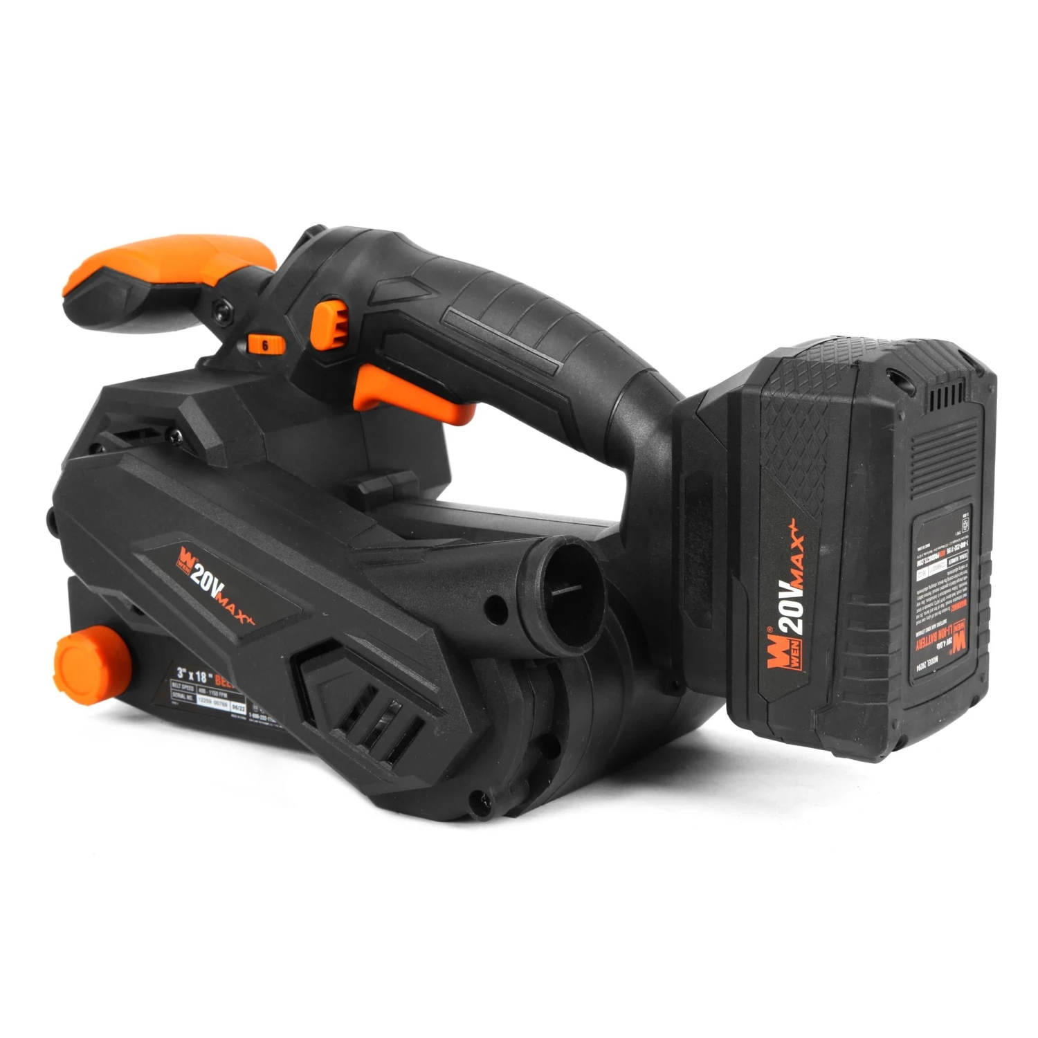 WEN 20418 20V Max Cordless Belt Sander, Variable Speed, Handheld And Portable With 4.0Ah Battery And Charger(Wen 20v Max Cordless Belt Sander Variable Speed Handheld And Portable With 4 Ah Battery And Charger 20418) 6 WEN 20418 20V Max Cordless Belt Sander, Variable Speed, Handheld And Portable With 4.0Ah Battery And Charger(Wen 20v Max Cordless Belt Sander Variable Speed Handheld And Portable With 4 Ah Battery And Charger 20418) - Image 6