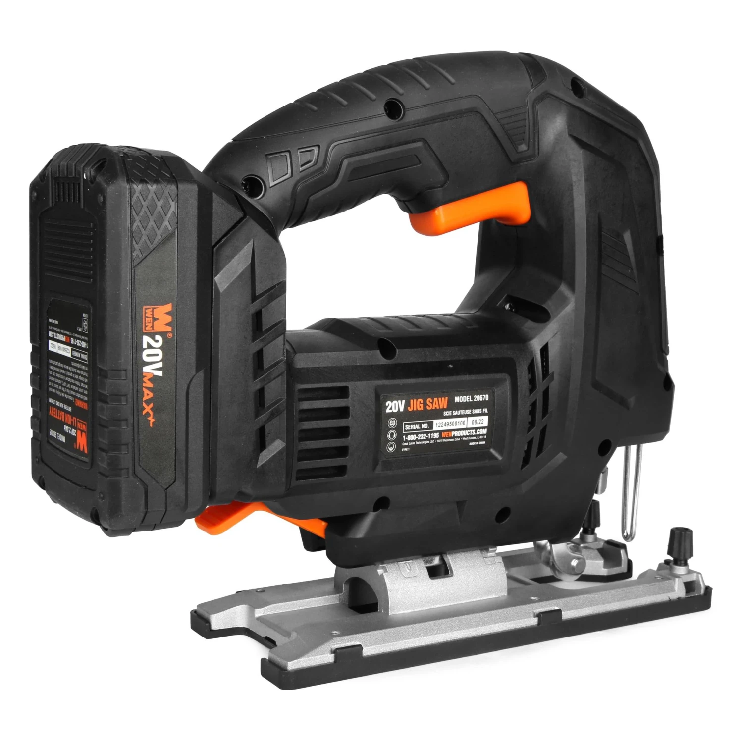 WEN 20670 20V Max Cordless Brushless Auto-Speed Jigsaw With 4.0Ah Lithium Ion Battery And Charger(Wen 20670 20v Max Cordless Brushless Auto Speed Jigsaw With 4 0ah Lithium Ion Battery And Charger) 6 WEN 20670 20V Max Cordless Brushless Auto-Speed Jigsaw With 4.0Ah Lithium Ion Battery And Charger(Wen 20670 20v Max Cordless Brushless Auto Speed Jigsaw With 4 0ah Lithium Ion Battery And Charger) - Image 6