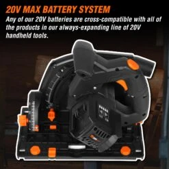 WEN 20691BT 20V Max 6.5-Inch Cordless Brushless Plunge Cut Variable Speed Track Saw (Tool Only – Batteries Not Included)(Wen 20691bt 20v Max 6 5 Inch Cordless Brushless Plunge Cut Variable Speed Track Saw Tool Only Batteries Not Included) -Family Tools Store 20691BT.pt06
