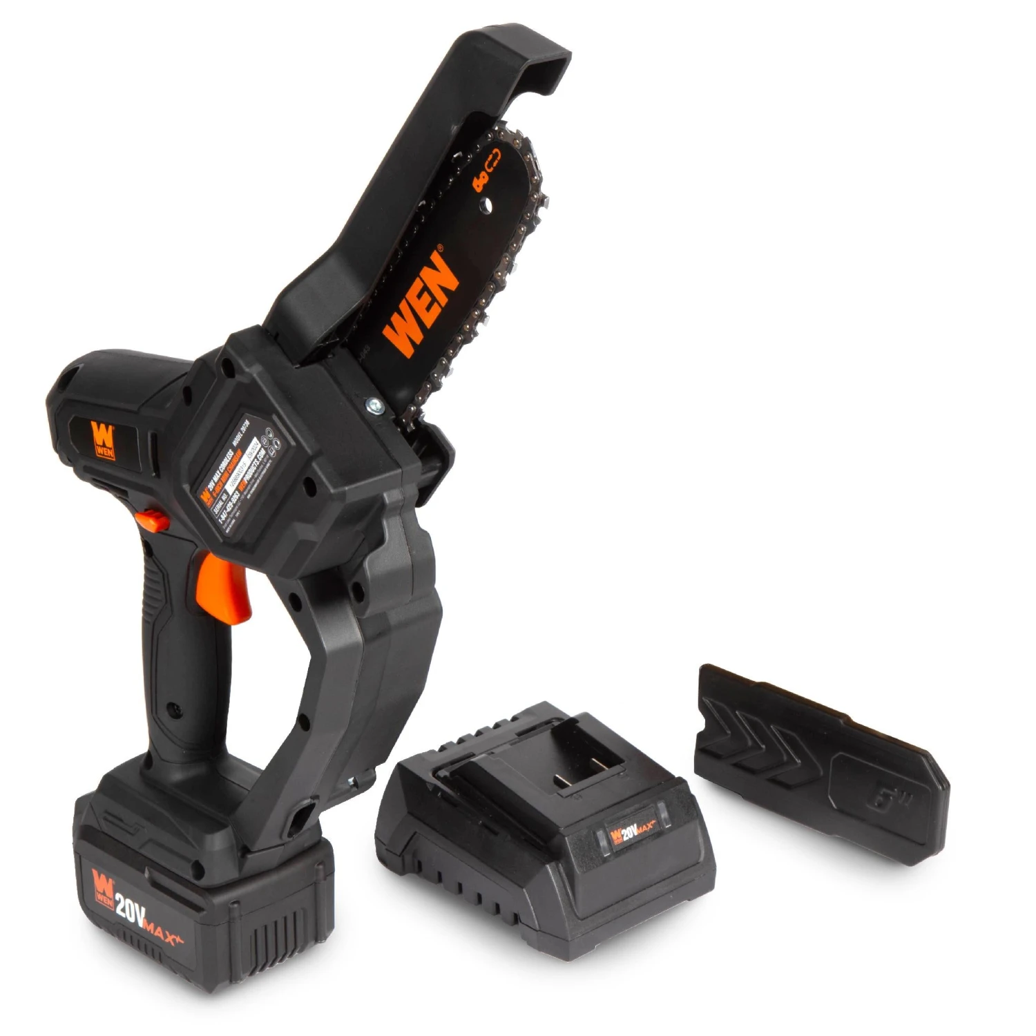 WEN 20736 20V Max Cordless Mini Chainsaw With 6-Inch Bar, 4Ah Battery And Charger(Wen 20736 20v Max Cordless Mini Chainsaw With 6 Inch Bar 4ah Battery And Charger) 2 WEN 20736 20V Max Cordless Mini Chainsaw With 6-Inch Bar, 4Ah Battery And Charger(Wen 20736 20v Max Cordless Mini Chainsaw With 6 Inch Bar 4ah Battery And Charger) - Image 2