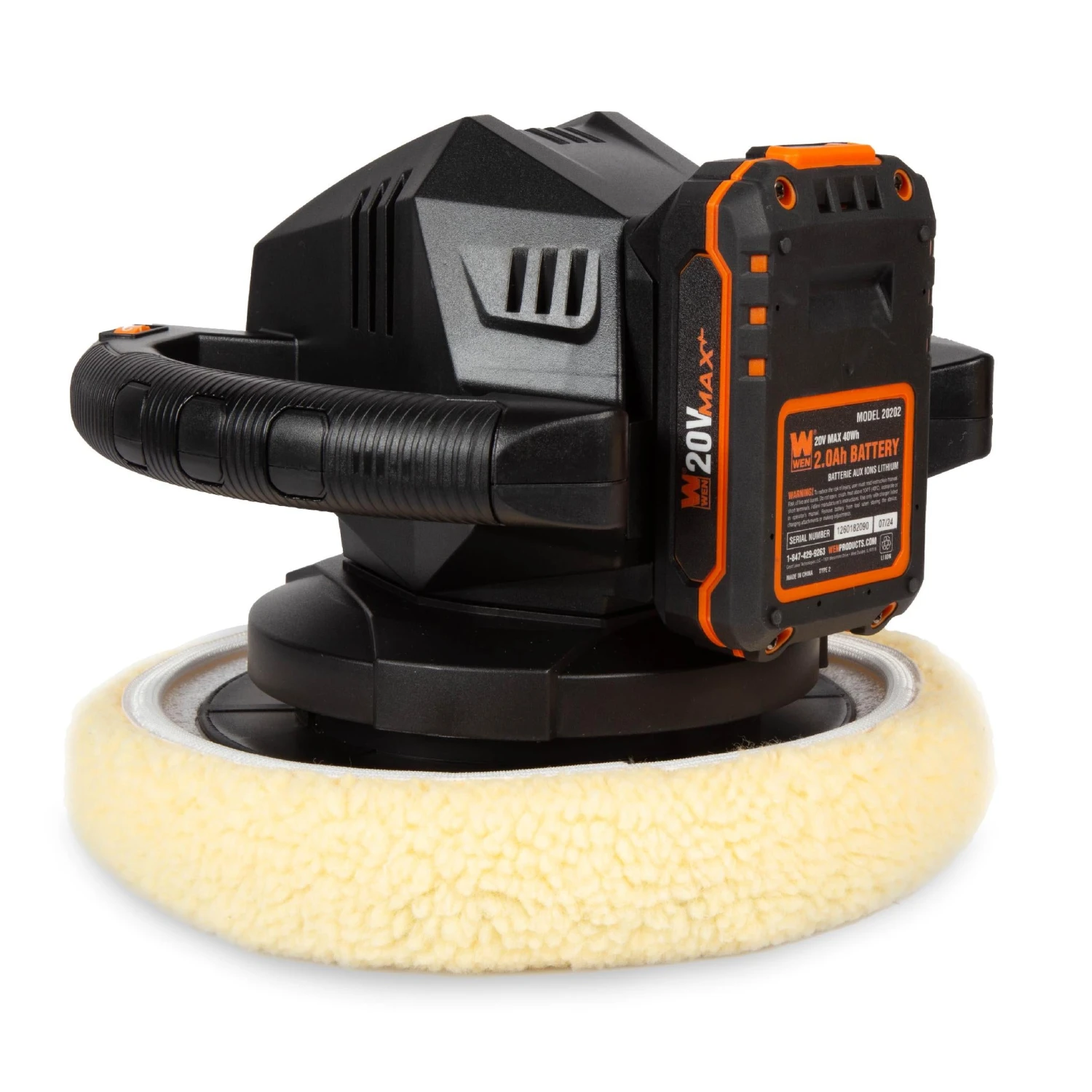 WEN 20870 20V Max Cordless 10-Inch Random Orbital Polisher And Waxer Kit With 2Ah Battery, Charger, And Bonnets(Wen 20870 20v Max Cordless 10 Inch Random Orbital Polisher And Waxer Kit With 2ah Battery Charger And Bonnets) 4 WEN 20870 20V Max Cordless 10-Inch Random Orbital Polisher And Waxer Kit With 2Ah Battery, Charger, And Bonnets(Wen 20870 20v Max Cordless 10 Inch Random Orbital Polisher And Waxer Kit With 2ah Battery Charger And Bonnets) - Image 4