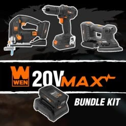 WEN Cordless Drill, Sander, And Jigsaw Bundle, Includes 20V MAX 2.0 Ah Battery And Charger(Wen Cordless Drill Sander And Jigsaw Bundle Includes 20v Max 2 0 Ah Battery And Charger)