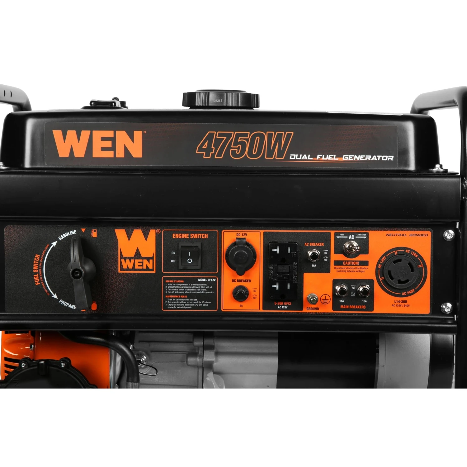 WEN DF472 4,750-Watt 120V/240V Dual Fuel Portable Generator(Wen Df472 4750 Watt 120 Volt 240 Volt Dual Fuel Portable Generator) 3 WEN DF472 4,750-Watt 120V/240V Dual Fuel Portable Generator(Wen Df472 4750 Watt 120 Volt 240 Volt Dual Fuel Portable Generator) - Image 3
