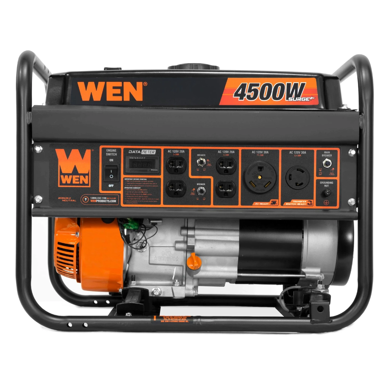 WEN GN4500 4500-Watt 212cc Transfer Switch And RV-Ready Portable Generator, CARB Compliant(Wen Gn4500 4500 Watt 212cc Transfer Switch And Rv Ready Portable Generator Carb Compliant) 3 WEN GN4500 4500-Watt 212cc Transfer Switch And RV-Ready Portable Generator, CARB Compliant(Wen Gn4500 4500 Watt 212cc Transfer Switch And Rv Ready Portable Generator Carb Compliant) - Image 3
