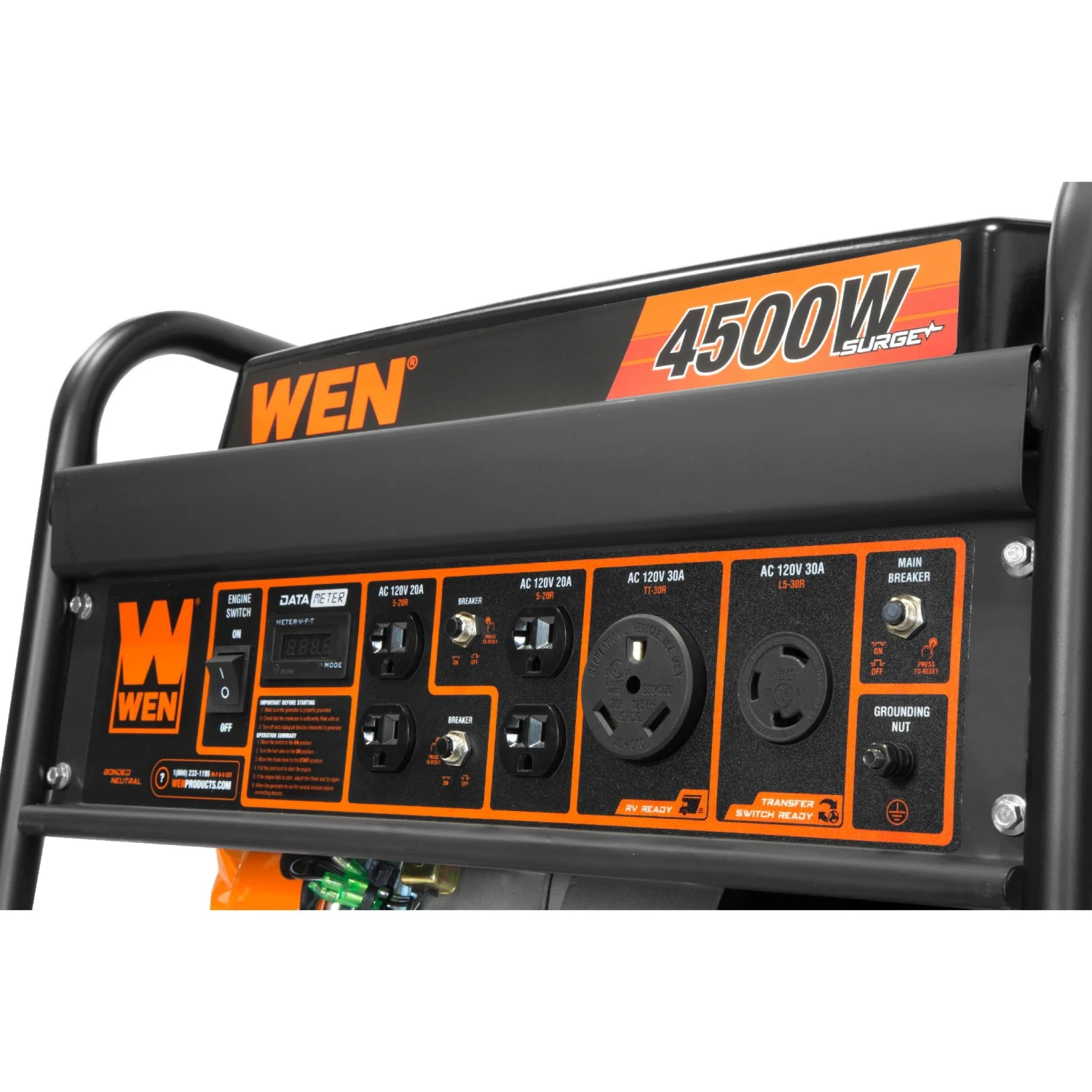 WEN GN4500 4500-Watt 212cc Transfer Switch And RV-Ready Portable Generator, CARB Compliant(Wen Gn4500 4500 Watt 212cc Transfer Switch And Rv Ready Portable Generator Carb Compliant) 4 WEN GN4500 4500-Watt 212cc Transfer Switch And RV-Ready Portable Generator, CARB Compliant(Wen Gn4500 4500 Watt 212cc Transfer Switch And Rv Ready Portable Generator Carb Compliant) - Image 4