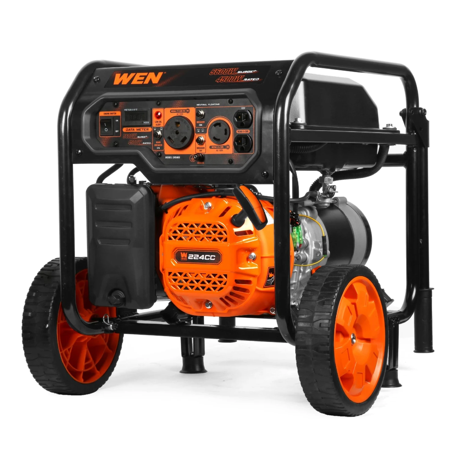 WEN GN5600 5,600-Watt Portable Generator With Wheel Kit, 224cc, Transfer-Switch, And RV-Ready(Wen 5600 Watt Portable Generator 224cc Transfer Switch And Rv Ready Gn5600) 1 WEN GN5600 5,600-Watt Portable Generator With Wheel Kit, 224cc, Transfer-Switch, And RV-Ready(Wen 5600 Watt Portable Generator 224cc Transfer Switch And Rv Ready Gn5600)