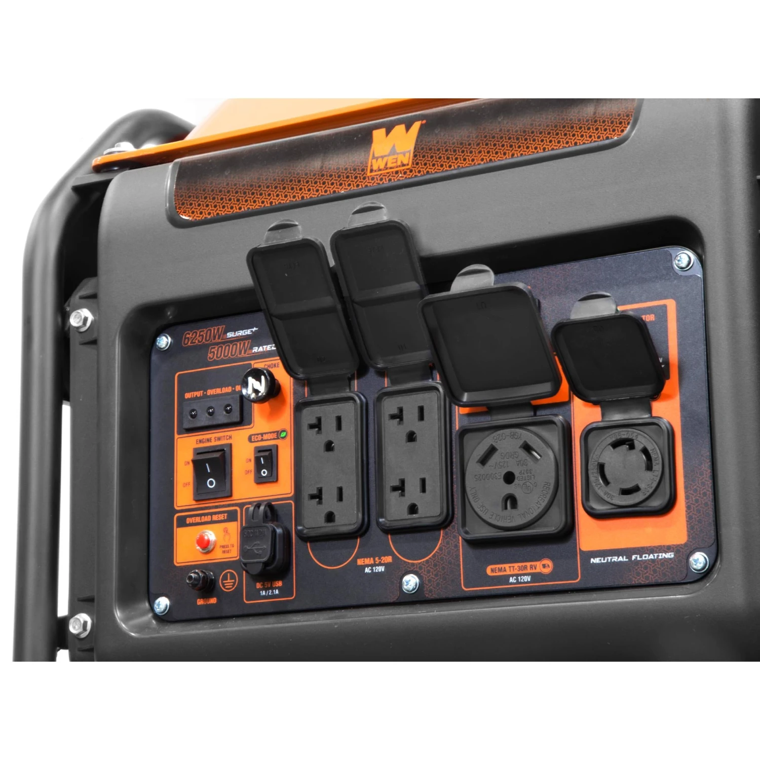 WEN GN625i 6250-Watt RV And Transfer-Switch-Ready 120V/240V Open Frame Inverter Generator, CARB Compliant(Wen Gn625i 6250 Watt Rv And Transfer Switch Ready 120v 240v Open Frame Inverter Generator Carb Compliant) 4 WEN GN625i 6250-Watt RV And Transfer-Switch-Ready 120V/240V Open Frame Inverter Generator, CARB Compliant(Wen Gn625i 6250 Watt Rv And Transfer Switch Ready 120v 240v Open Frame Inverter Generator Carb Compliant) - Image 4