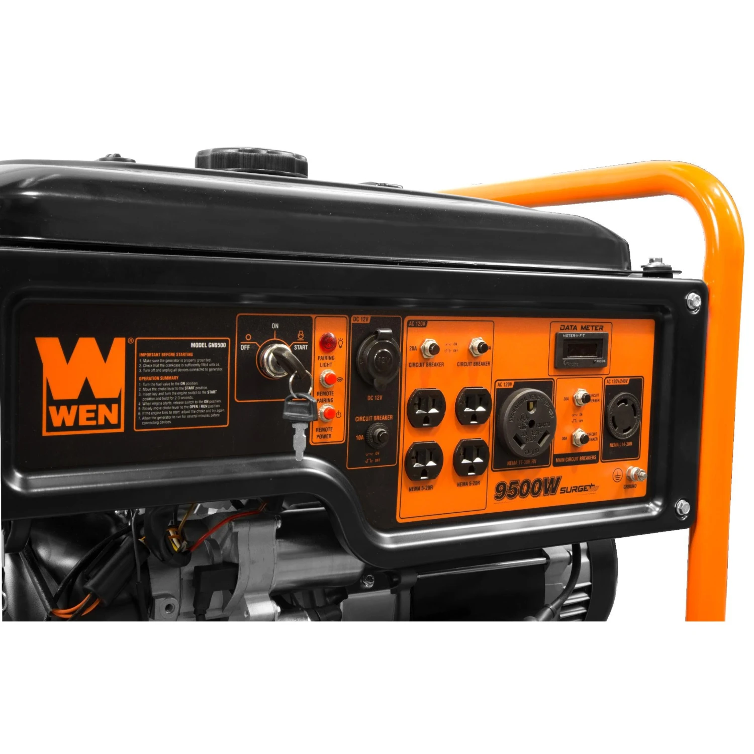 WEN GN9500 9500-Watt 420cc Transfer Switch And RV Ready 120V/240V Portable Generator With Remote Electric Start, CARB Compliant(9500 Watt 420cc Transfer Switch And Rv Ready 120v 240v Portable Generator With Remote Electric Start Carb Compliant) 5 WEN GN9500 9500-Watt 420cc Transfer Switch And RV Ready 120V/240V Portable Generator With Remote Electric Start, CARB Compliant(9500 Watt 420cc Transfer Switch And Rv Ready 120v 240v Portable Generator With Remote Electric Start Carb Compliant) - Image 5