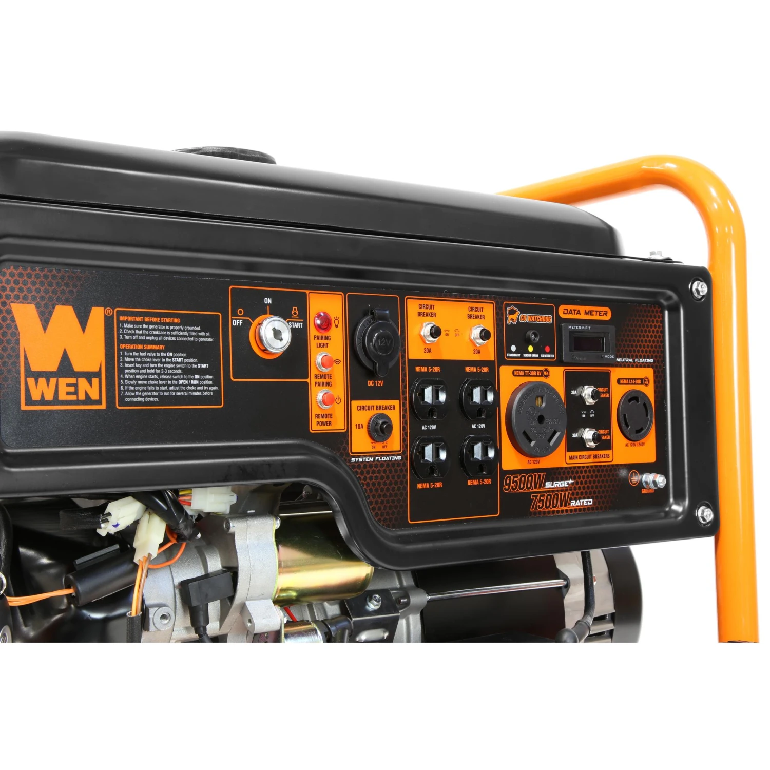 WEN GN9500X 9500-Watt 420cc Transfer-Switch And RV-Ready 120V/240V Portable Generator With Remote Electric Start And CO Shutdown Sensor(Wen Gn9500x 9500 Watt 420cc Transfer Switch And Rv Ready 120v 240v Portable Generator With Remote Electric Start And Co Shutdown Sensor) 6 WEN GN9500X 9500-Watt 420cc Transfer-Switch And RV-Ready 120V/240V Portable Generator With Remote Electric Start And CO Shutdown Sensor(Wen Gn9500x 9500 Watt 420cc Transfer Switch And Rv Ready 120v 240v Portable Generator With Remote Electric Start And Co Shutdown Sensor) - Image 6