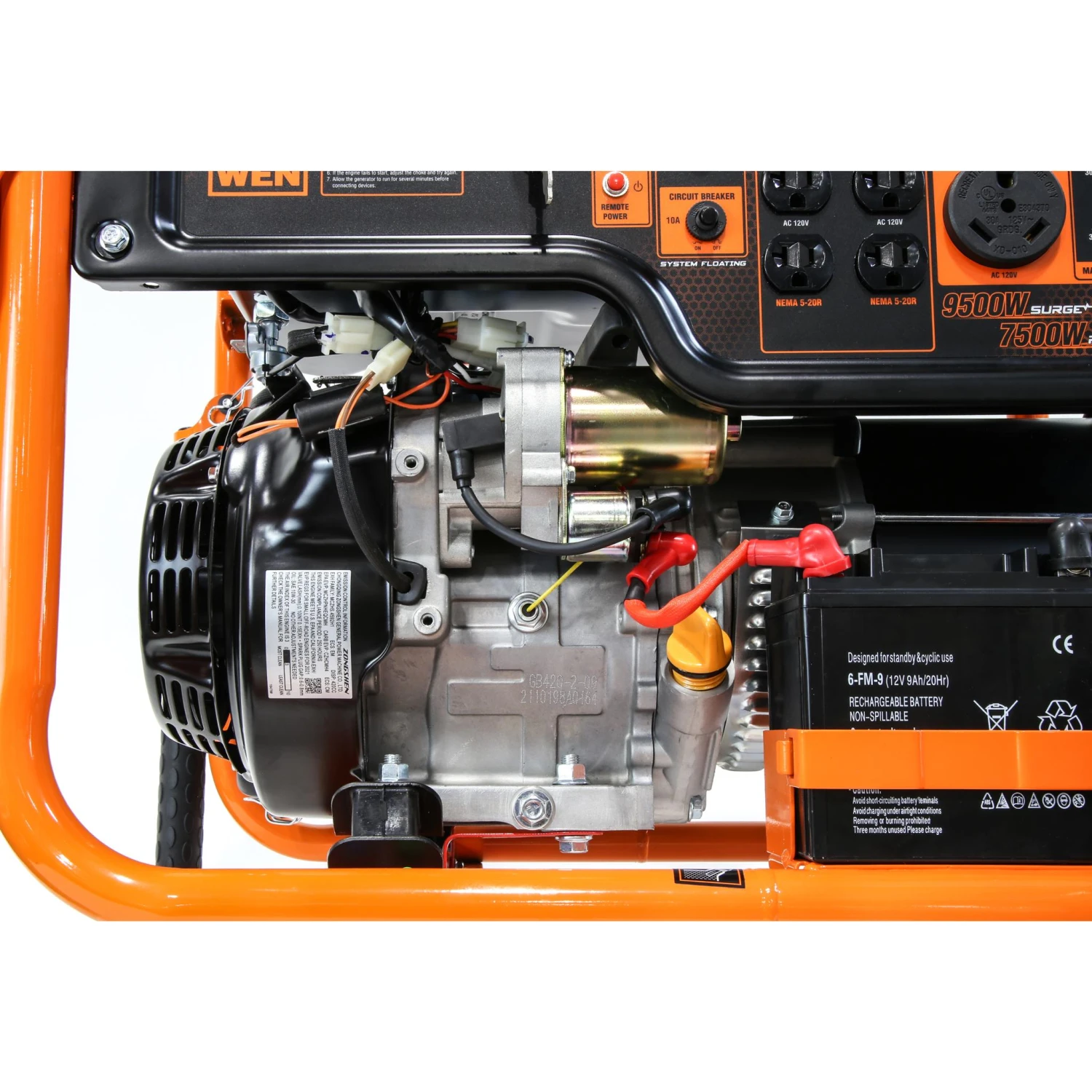 WEN GN9500X 9500-Watt 420cc Transfer-Switch And RV-Ready 120V/240V Portable Generator With Remote Electric Start And CO Shutdown Sensor(Wen Gn9500x 9500 Watt 420cc Transfer Switch And Rv Ready 120v 240v Portable Generator With Remote Electric Start And Co Shutdown Sensor) 8 WEN GN9500X 9500-Watt 420cc Transfer-Switch And RV-Ready 120V/240V Portable Generator With Remote Electric Start And CO Shutdown Sensor(Wen Gn9500x 9500 Watt 420cc Transfer Switch And Rv Ready 120v 240v Portable Generator With Remote Electric Start And Co Shutdown Sensor) - Image 8